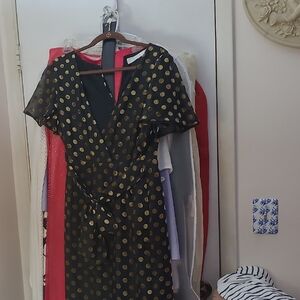 Astr Black Jumpsuit with Gold Polka Dots